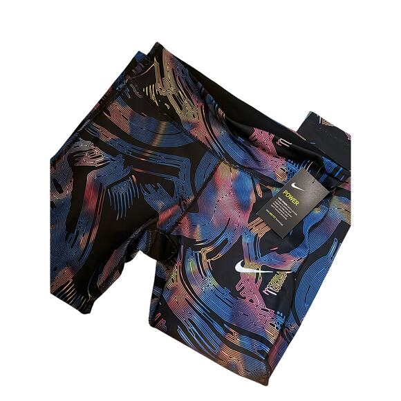 NWT Nike beautiful abstract colorful design capris sz M yoga activewear - Picture 5 of 8